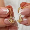 Findit Gümüş Sallantılı Gold Kelebek Kadın Küpe