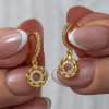 Findit Gümüş Sallantılı Gold Halka Kadın Küpe