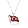 Findit Gümüş Türk Bayrağı Bayan Kolye