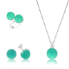 Findit Gümüş Yeşil Kristal Taşlı Bayan Set