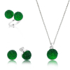 Findit Gümüş Yeşil Kristal Bayan Set