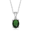 Findit Gümüş Yeşil Kristal Oval Taşlı Kadın Kolye