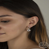 Findit Swa rovski Crystal Taşlı Gümüş Beyaz Sallantılı Kadın Küpe GMS-T7253
