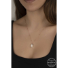 Findit Swa rovski Crystal Taşlı Rose Top Zincir Oval Gümüş Kadın Kolye