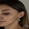Findit Swa rovski Crystal Taşlı Gümüş Beyaz Kalp Sallantılı Kadın Küpe GMS-T7098