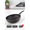 Granit Döküm 8 Cm Derin Wok Tava - Yapışmaz Wok Tava - 24 Cm