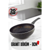 Granit Döküm 8 Cm Derin Wok Tava - Yapışmaz Wok Tava -  30 Cm