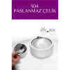 Kapaklı Paslanmaz Yuvarlak Küllük - Kapaklı 304 Çelik Kül Tablası - Kafe Küllüğü Restoran Küllüğü