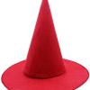 Kırmızı Renk Keçe Cadı Şapkası Yetişkin Çocuk Uyumlu 35X38 cm (2818)