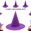 Mor Renk Keçe Cadı Şapkası Yetişkin Çocuk Uyumlu 6 Adet (2818)