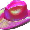 Neon Hologramlı Kovboy Model Parti Şapkası Fuşya Yetişkin 39X36X14 cm (2818)