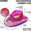 Neon Hologramlı Kovboy Model Parti Şapkası Fuşya Yetişkin 39X36X14 cm (2818)