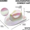 Neon Hologramlı Kovboy Model Parti Şapkası Beyaz Yetişkin 39X36X14 cm (2818)