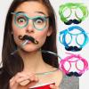 Pipetli Parti Gözlüğü - Çocuk ve Yetişkin Bıyıklı Pipet Gözlük Pembe Renk 18x14 cm (2818)