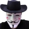Siyah Renkli Delikli Çocuk Boy Vendetta Şapkası ve Vendetta Maskesi (2818)