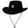 Siyah Renk Plastik Üzeri Kadife Kaplama Çocuk Zorro Şapkası Bağcıklı (2818)